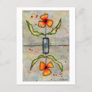 Reverse Flower Watercolor Postcard