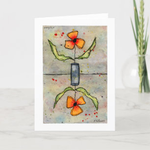 Reverse Flowers Watercolor Greeting Card