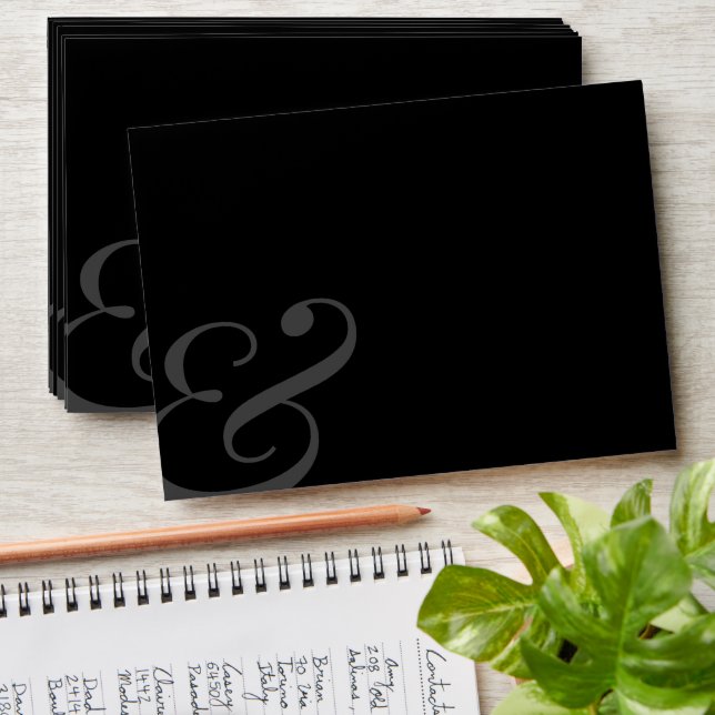 REVERSE Jet Black Ampersand Wedding Return Address Envelope (Stacked)