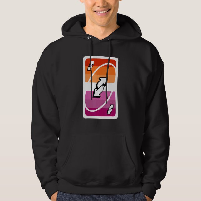 Reverse Lesbian Pride Flag Uno Lesbian Hoodie (Front)