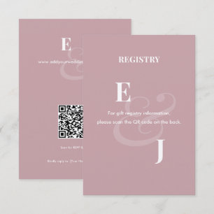 Reverse Mauve Ampersand Wedding Registry QR Enclosure Card
