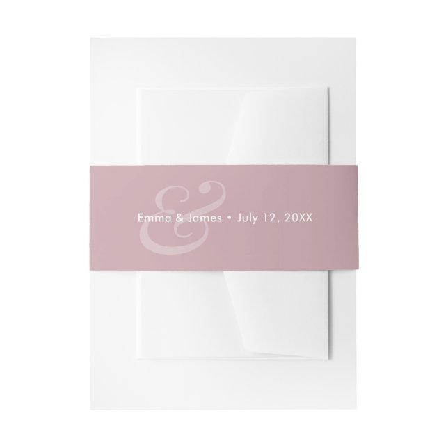 Reverse Mauve Wedding Invitation Belly Band | Amp (Front Example)