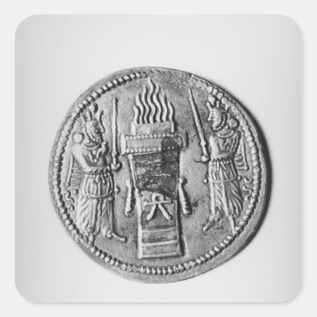 Reverse of a coin of Shapur II Square Sticker (Front)