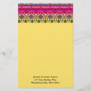 REVERSE RAINBOW FADE: Fuchsia, Red, Orange, Yellow Stationery