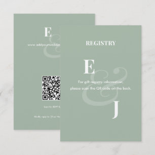 Reverse Sage Ampersand Wedding Registry QR Enclosure Card