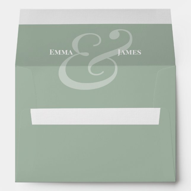 REVERSE Sage Ampersand Wedding Return Address |  Envelope (Back (Bottom))