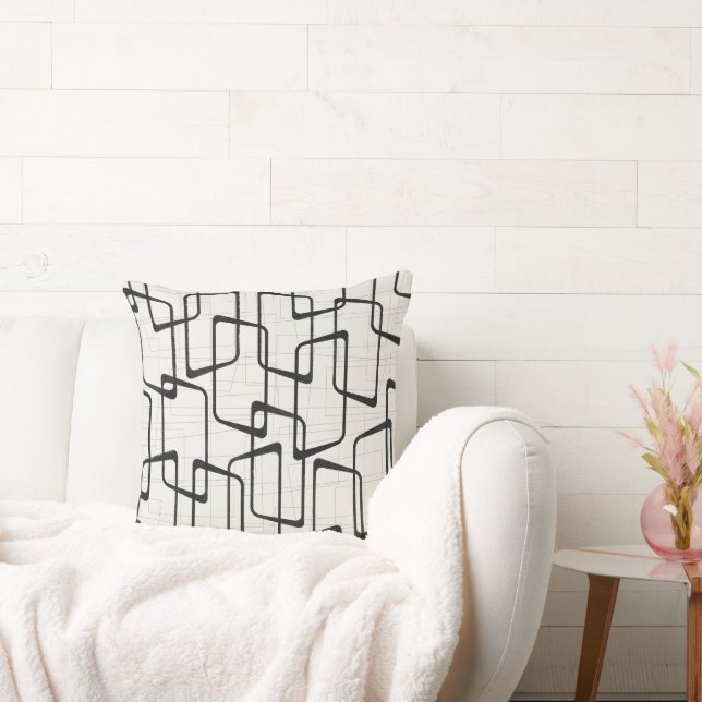 Reverse Soft Black Retro Geometric Pattern Cushion (Couch)