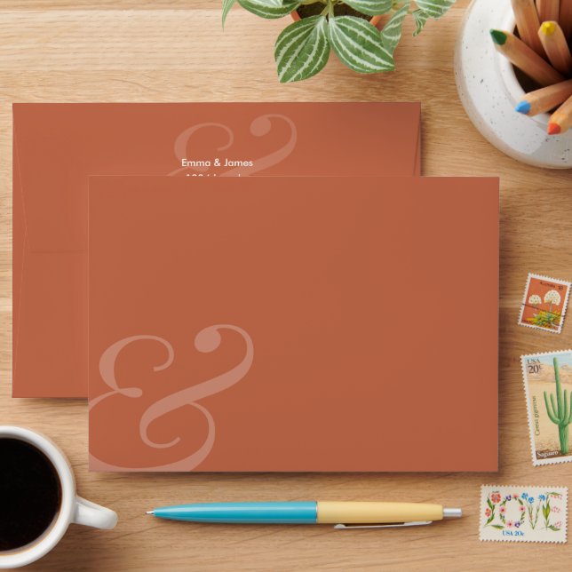 REVERSE Terrac Ampersand Wedding Return Address |  Envelope (Desk)