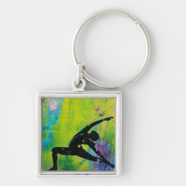 Reverse Warrior Yoga Girl KeyChain (Front)