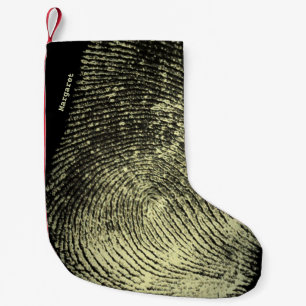 Reversed Loop Fingerprint Custom Name Crime Scene Small Christmas Stocking