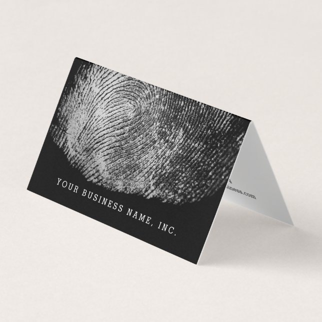 Reversed Loop Fingerprint Monochrome Business Card (Front)