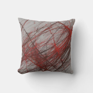Reversible Abstract Textured Red and Grey Pillow