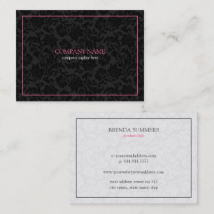 Reversible black and white floral damask business card