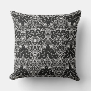 Reversible Black and White Floral Pattern Cushion
