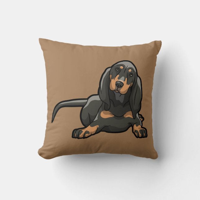 Reversible Black & Tan Coonhound Cushion (Front)