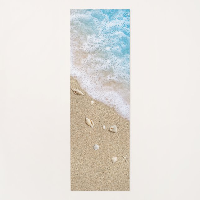 Reversible Blue Beach Waves Yoga Mat (Front)