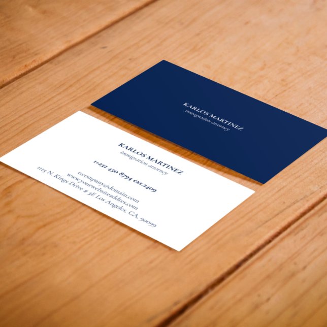 Reversible Blue & White Immigration Attorney Business Card (Creator Uploaded)