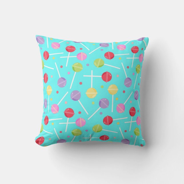 Reversible Candy Lollipops Pattern in Pastels Cushion (Front)