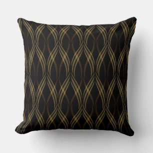 Reversible Cappuccino Brown Ribbons Throw Pillow