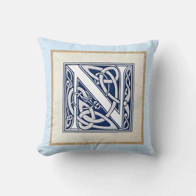 Reversible Celtic N Initial Cushion (Front)