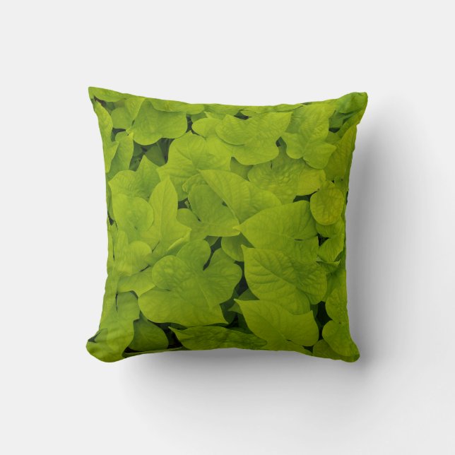 Reversible Chartreuse Leaves Pillow (Front)