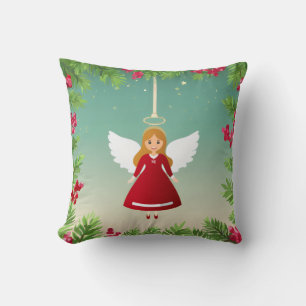 Reversible Christmas Angel & Snow Man Pillow 