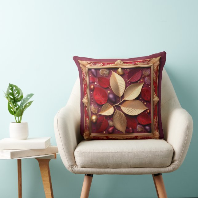 Reversible Christmas Poinsettia Pillow  (Chair)
