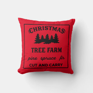 Reversible Christmas Tree Farm Cushion