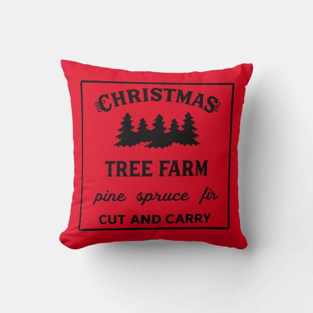Reversible Christmas Tree Farm Cushion (Front)