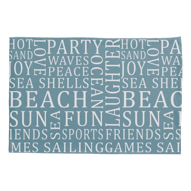 Reversible Custom Colour Beach House pillowcases (Back)