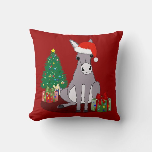 Reversible Cute Merry Christmas Donkey Cushion (Front)