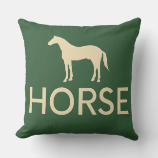 Reversible Dark Green & Cream Horse Equestrian Cushion