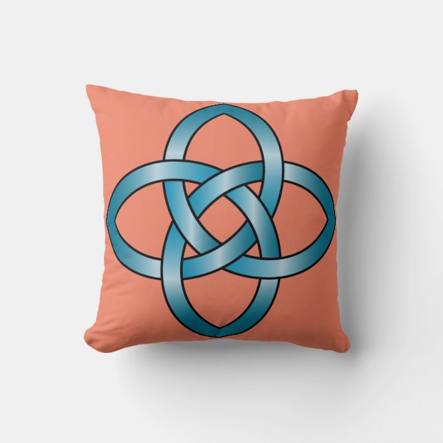 REVERSIBLE DESIGN blue celtic knot pillow (Front)