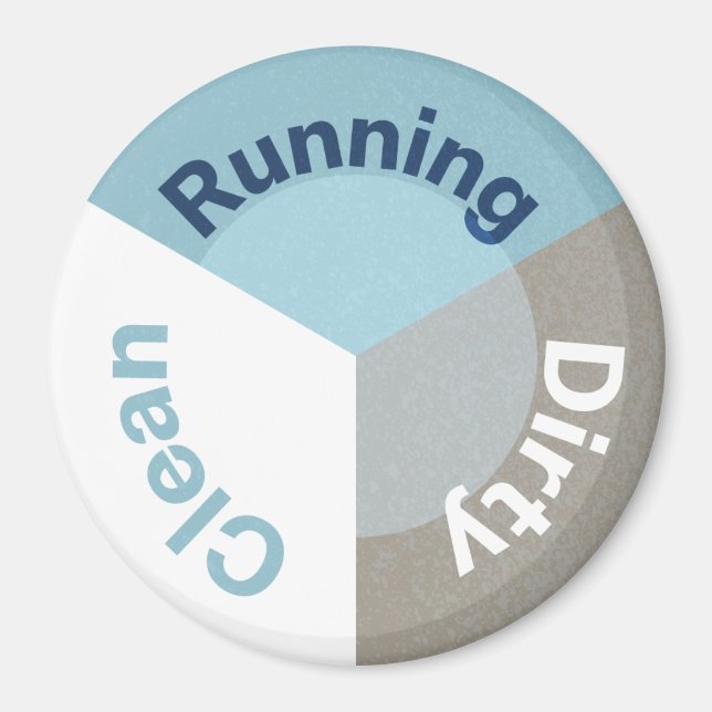 Reversible Dishwasher  Running Clean Dirty Blue Magnet (Front)