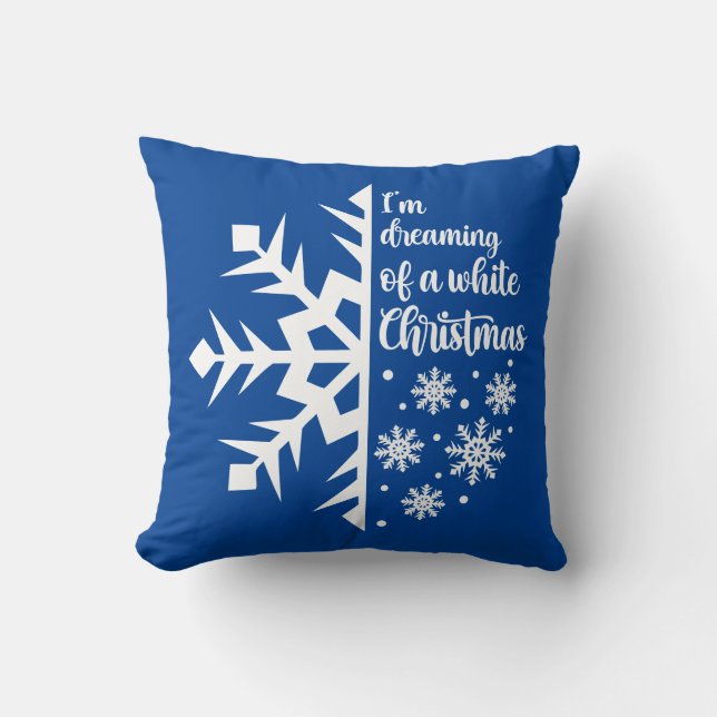 Reversible Dreaming Of A White Christmas Snowflake Cushion (Front)