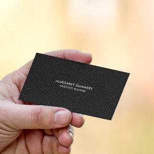 Reversible Elegant Black & White Paisley Pattern Business Card