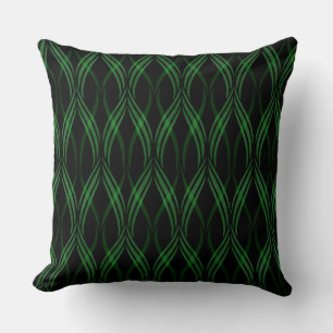 Reversible Emerald Green Ribbons Throw Pillow