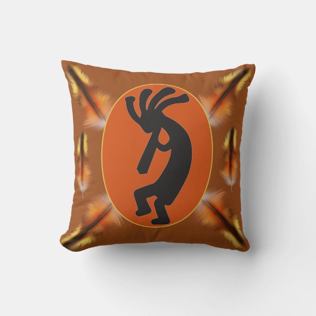 Reversible Feathers and Kokopelli Cushion (Front)