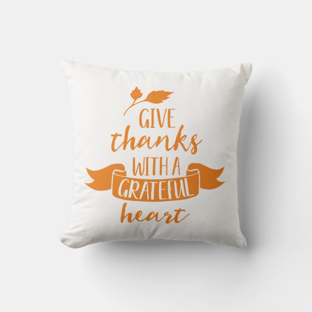 Reversible Give Thanks With A Grateful Heart Cushion (Front)