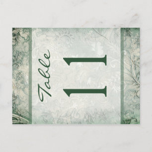 Reversible Green and Ivory Floral Table Number Postcard