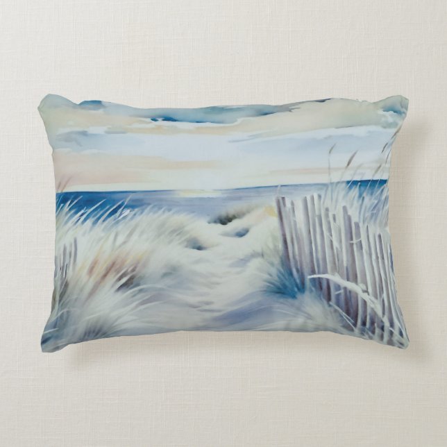 Reversible "Hamptons" Beach Path Accent Pillow (Front)