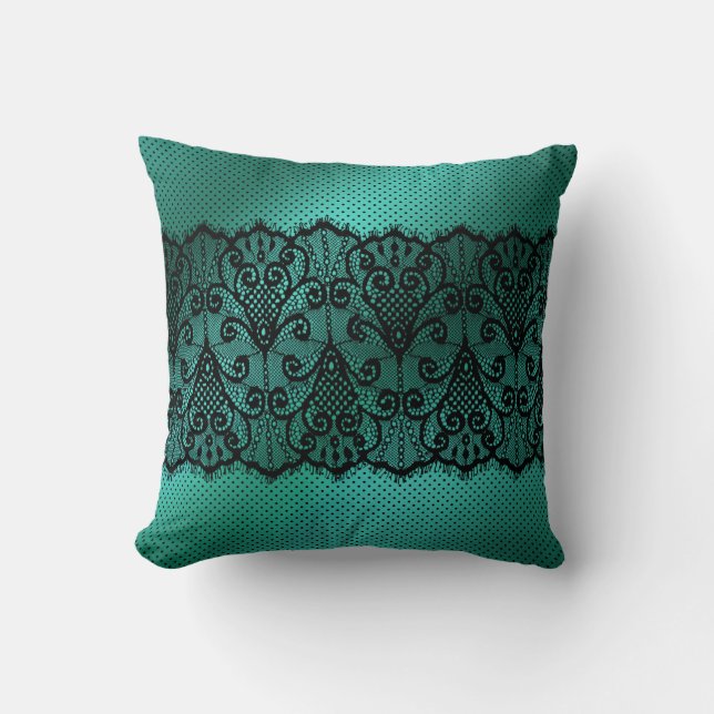 Reversible Jade Lace Decorative Pillow (Front)