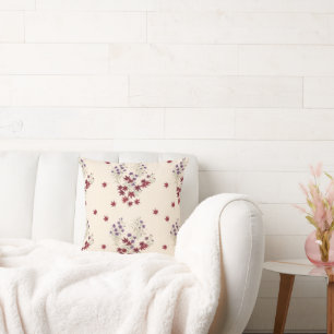 Reversible Japanese Autumn Pillow: Beige & Pink Cushion