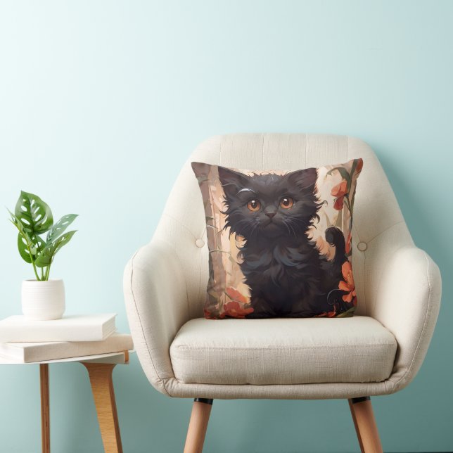 Reversible Kitten Pumpkin Autumn Fall Halloween Cushion (Chair)