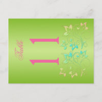 Reversible Lime and Pink Floral Table Number