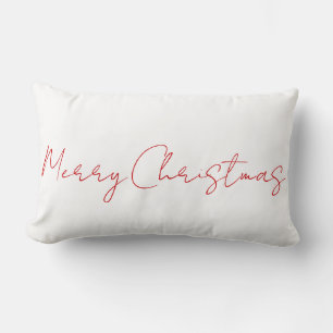 Reversible Merry Christmas Red White Minimalist Lumbar Cushion