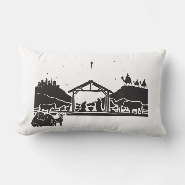 Reversible Nativity Scene Throw Pillow (Front)