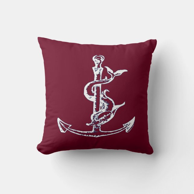 Reversible Nautical Anchor Pillow (Front)