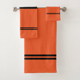 Reversible Orange & Black Halloween Bath Towel Set