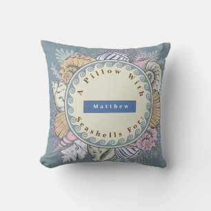 Reversible Personalise Seashells Blue Orange Cushion